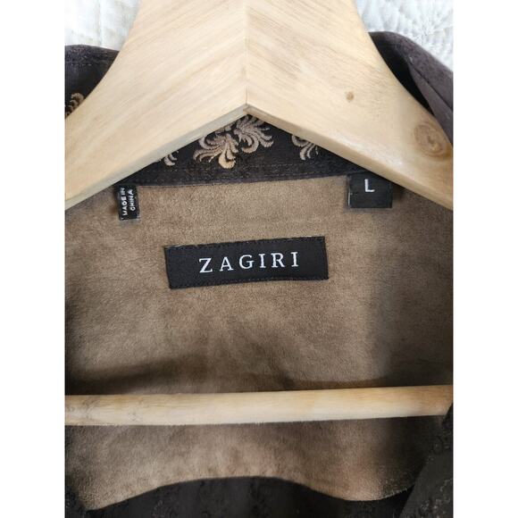 Zagiri Mens Brown Button-up Western Cowboy Yellowstone Shirt Size Large 24"X29" - Picture 3 of 9